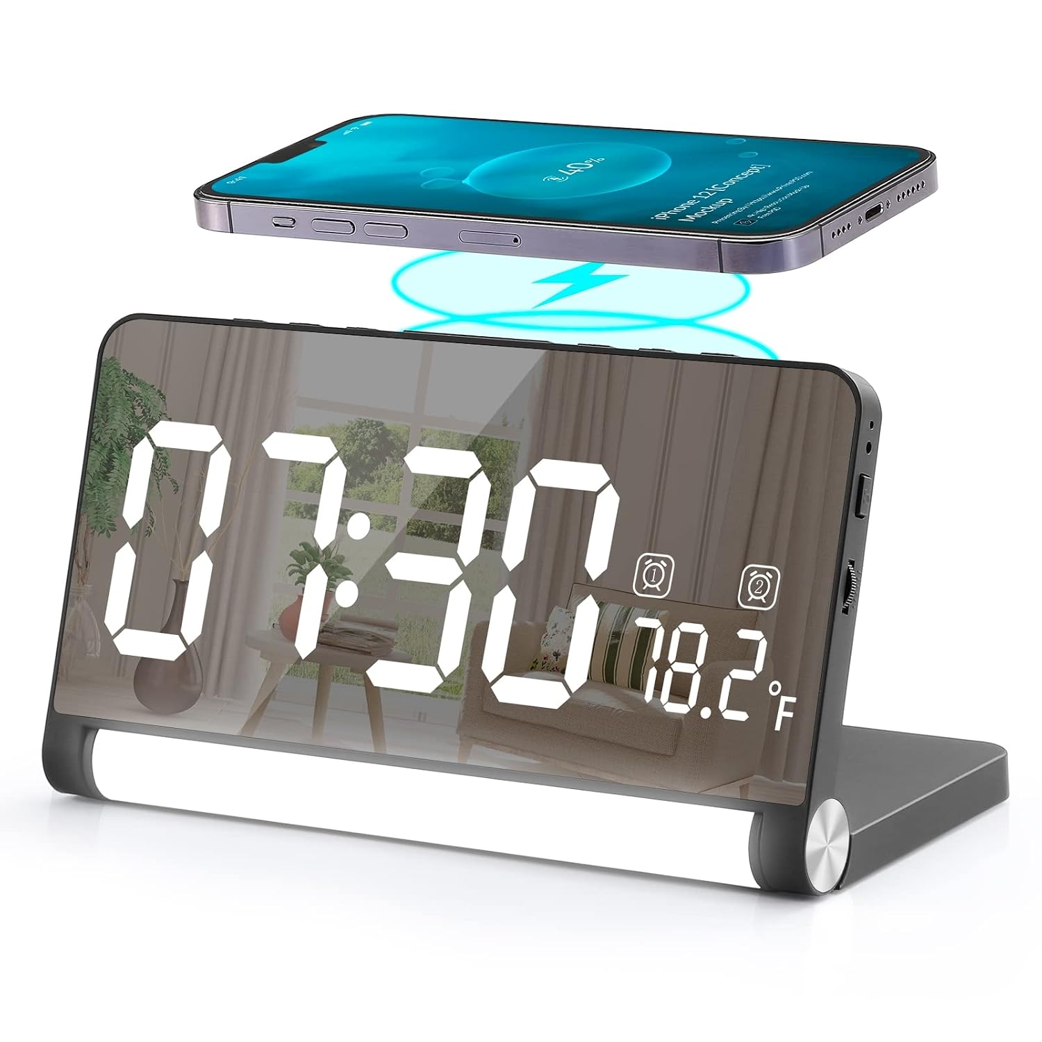 Buy Digital Alarm Clock with Wireless Charger Station for Bedroom,Alarm