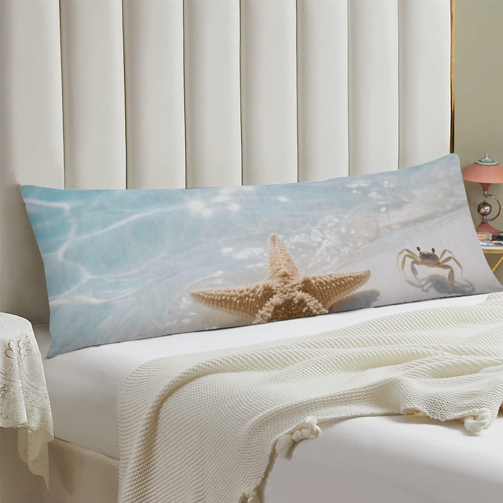 Body Pillow Cover 20x54 Long Pillow Case with Invisible Zipper Breathable Microfiber Starfish Blue Ocean Pillowcase Soft Cozy Protector for Bedroom Couch Sofa Bed Home Decor All Seasons