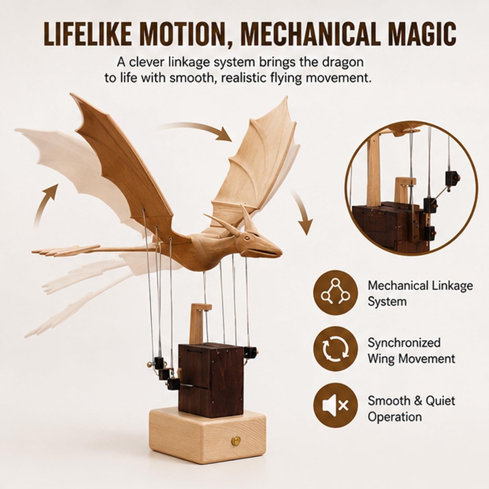 Modelo de autómata de dragón de criatura mítica occidental de madera
