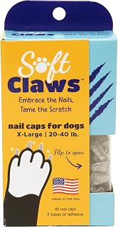 Soft Claws Nail Caps for Dogs with Non-Slip Design - 40 Dog Nail Covers for Long-Lasting Protection of Floors and Furniture - Sparkle Silver, X-Large