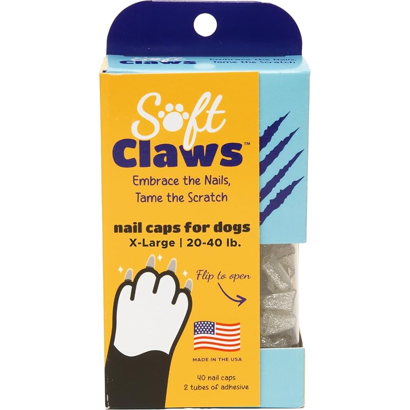 Capa para unhas de cães Soft Claws em vinil Sparkle Silver X-Large, 40 unidades