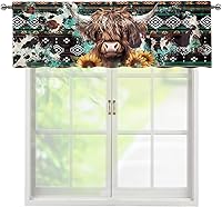 Vista 9 de ZFRXIGN Cortina de cenefa de cocina de caballo occidental para ventanas pequeñas, bolsillo azteca tribal cortinas opacas cortas para sala de estar