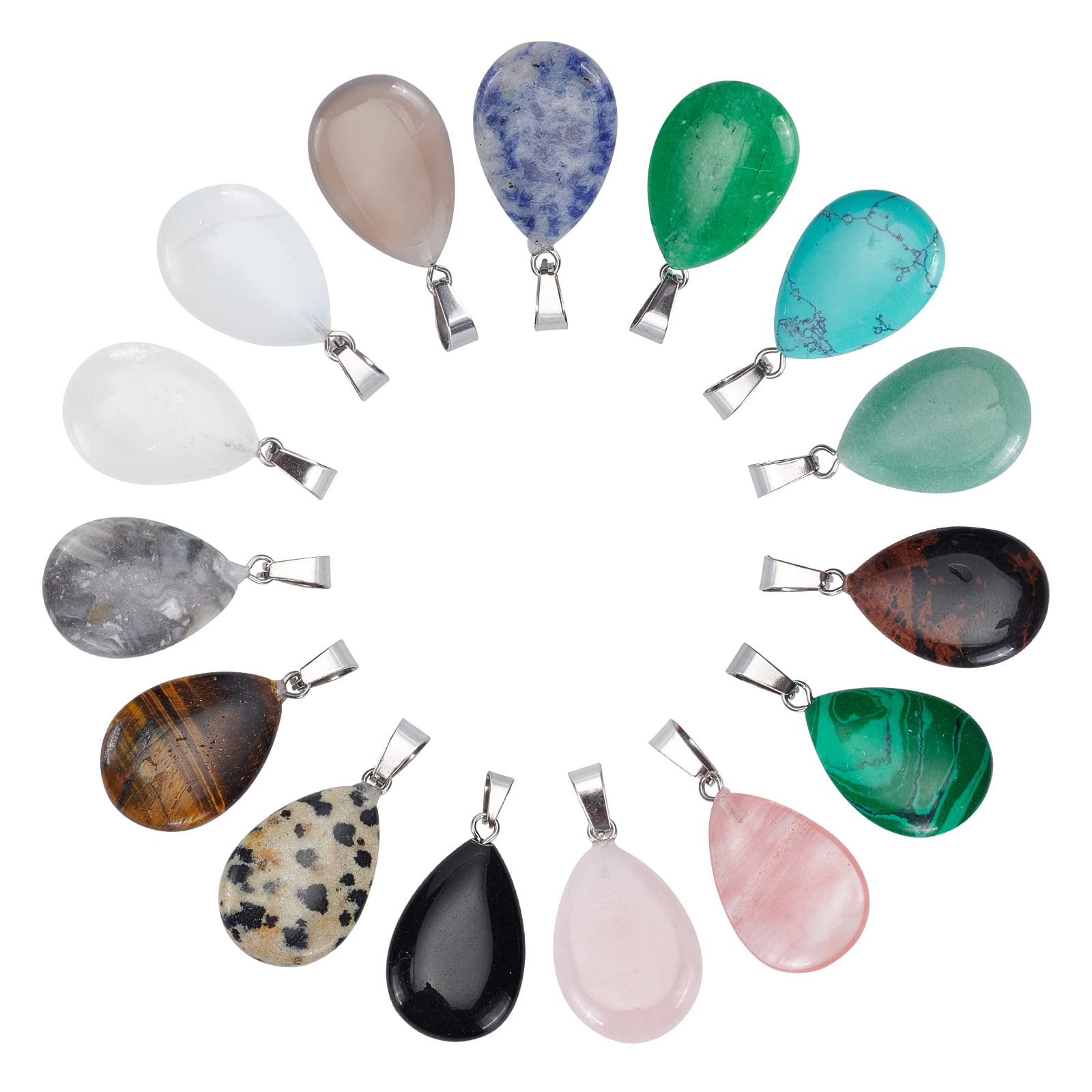 SUNNYCLUE Gemstone Pendants Natural Energy Healing Crystal Mixed Gemstone Charms Colorful Chakra Beads for DIY Jewelry Making Crafts Supplies