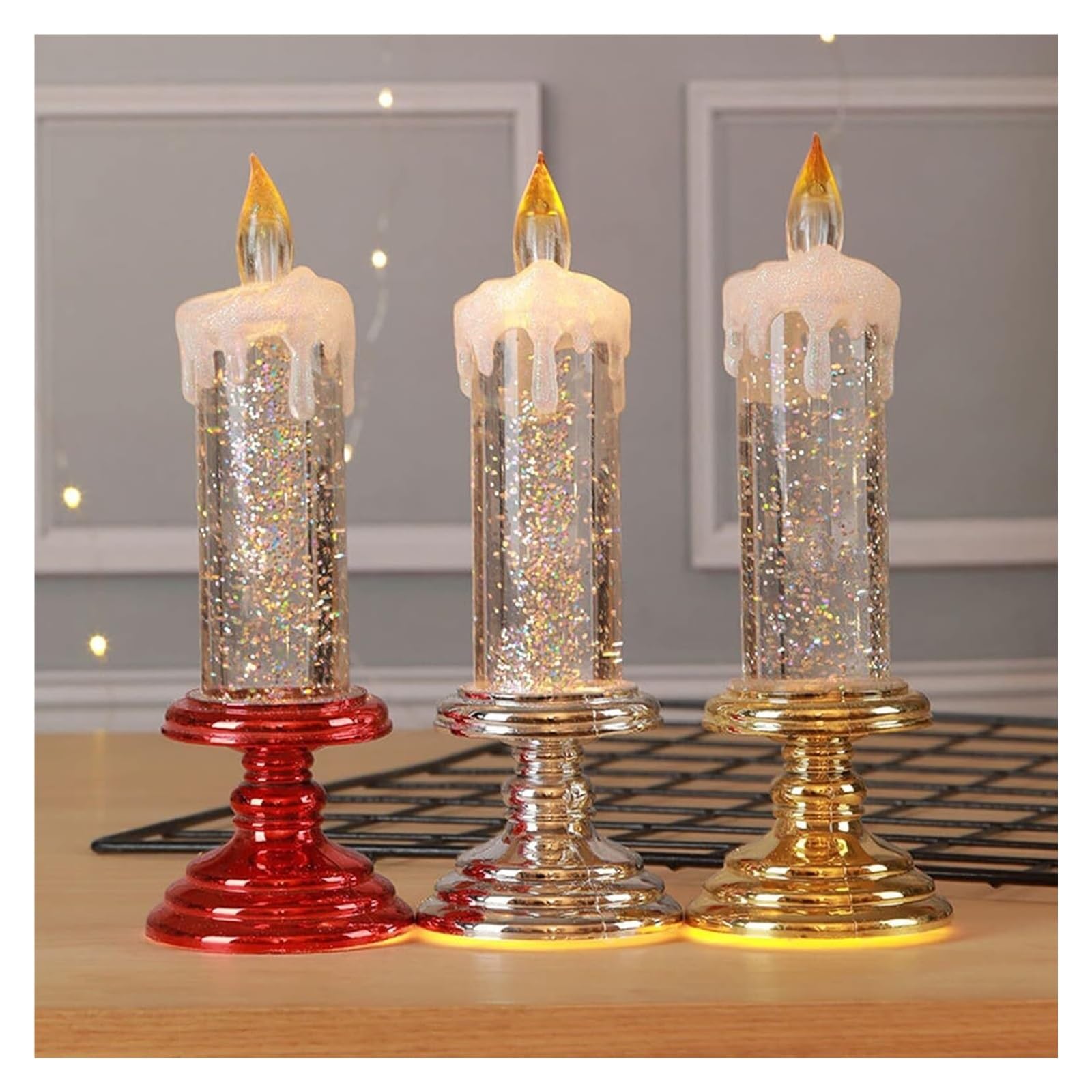 Candele LED Senza Fiamma - Candele da tè a Batteria con Effetto tremolante for Decorazioni for Matrimoni, Natale e Feste(Gold)