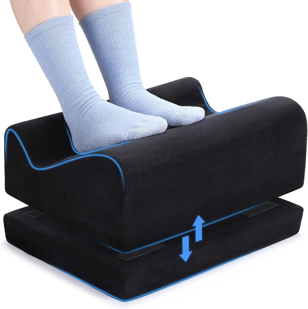 Ergonomic Foot Rest for Under Desk at Work, Multi-Angle Adjustable Height Under Desk Footrest for Office Gaming Chair, High-Density Foam Footstool Leg Elevation Pillow for Back Hip Knee Pain Relief
