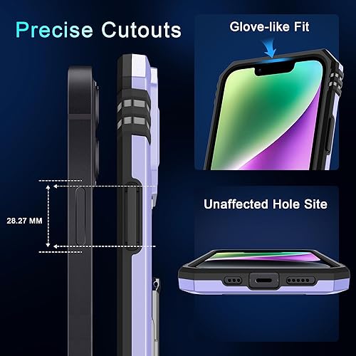 Miniatura 7 de DEERLAMN Funda para iPhone 13iPhone 14 de 6.1 pulgadas con cubierta deslizante para cámara + protector de pantalla (2 unidades), soporte de anillo