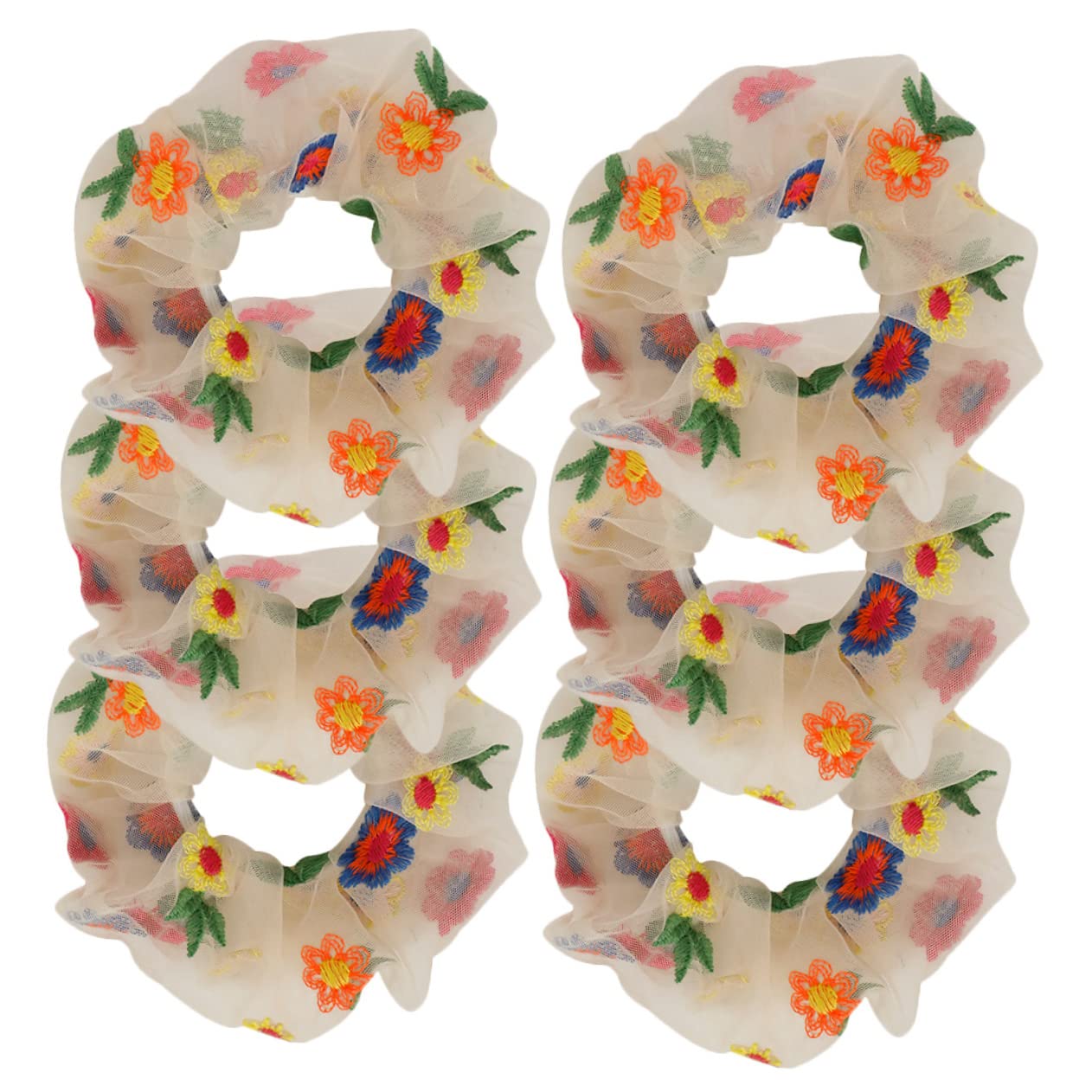 Healeved 24piezas Scrunchies De Malla Flores Bordadas Accesorios Para Cabello Coleteros Elásticos Para Mujeres Para Peinados y Uso Diario
