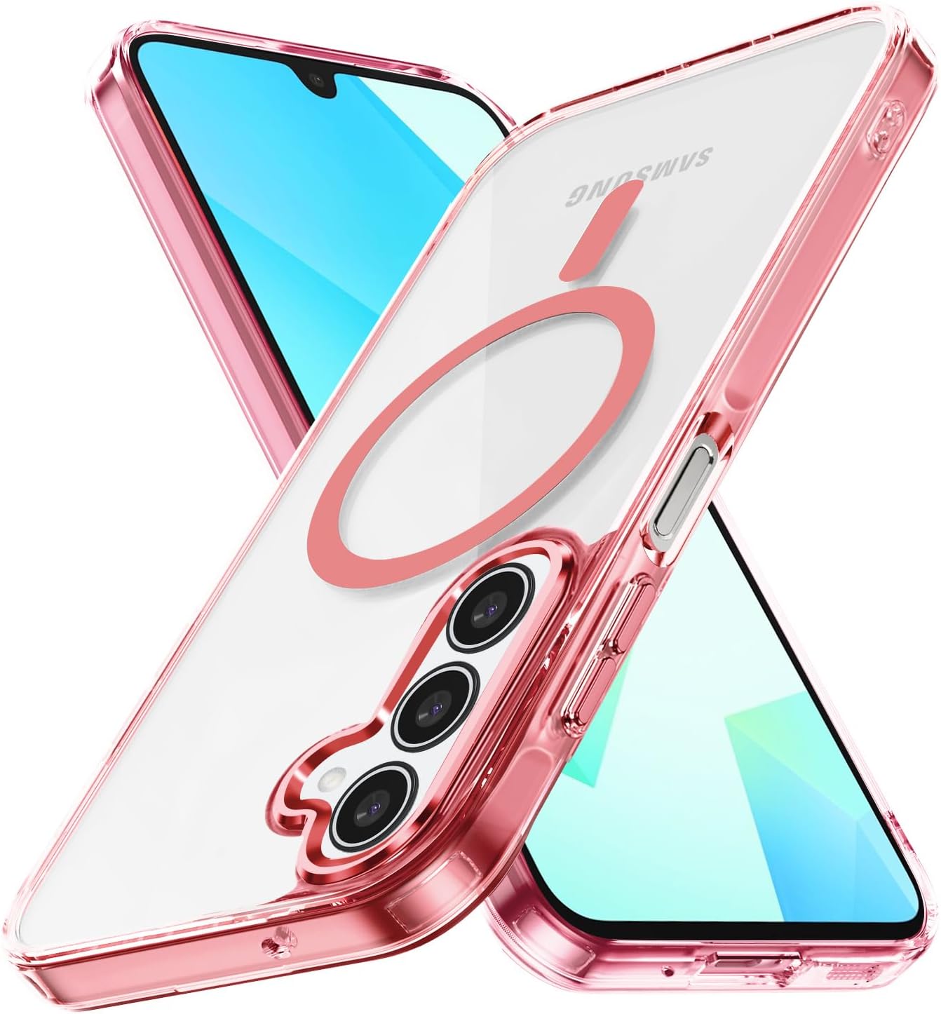 Lunivop for Samsung Galaxy A16 5G Case Hard [Compatible with Magsafe ] Yellowing Resistant Magnetic Cover Clear para A 16 6.7 inch 2024 Rugged Best Phone Cases Pink