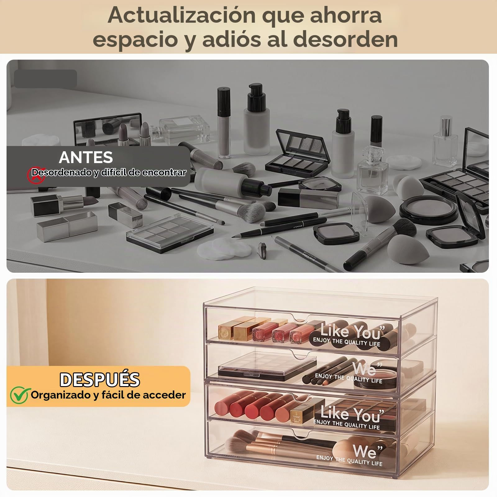 2 Juego de Cajones Apilables, Cajones de Almacenamiento Apilables de Maquillaje Transparentes, Organizadores de Baño de Acrílico para Tocador, Organización del Hogar y Almacenamiento | Almacenamiento de maquillaje apilables, almacenamiento tocador para to