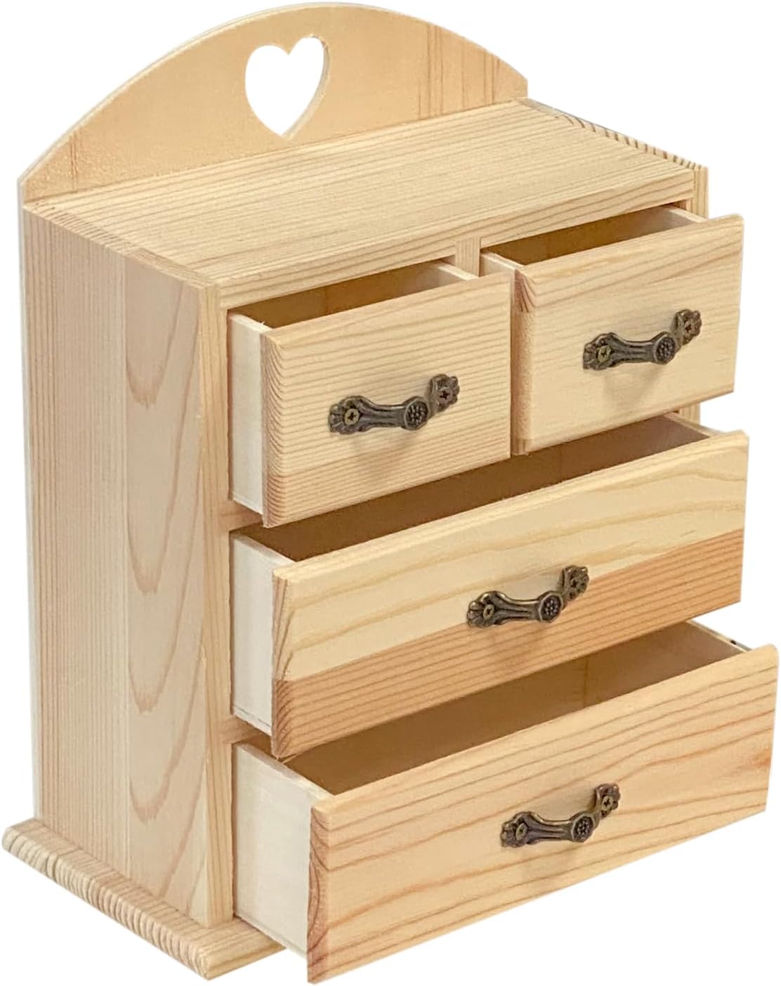 Pack of 2 Unfinished Wood box with Mini Drawers for Jewellery,Small Wooden Organizer Storage Box for Crafts Hobbies DIY Project