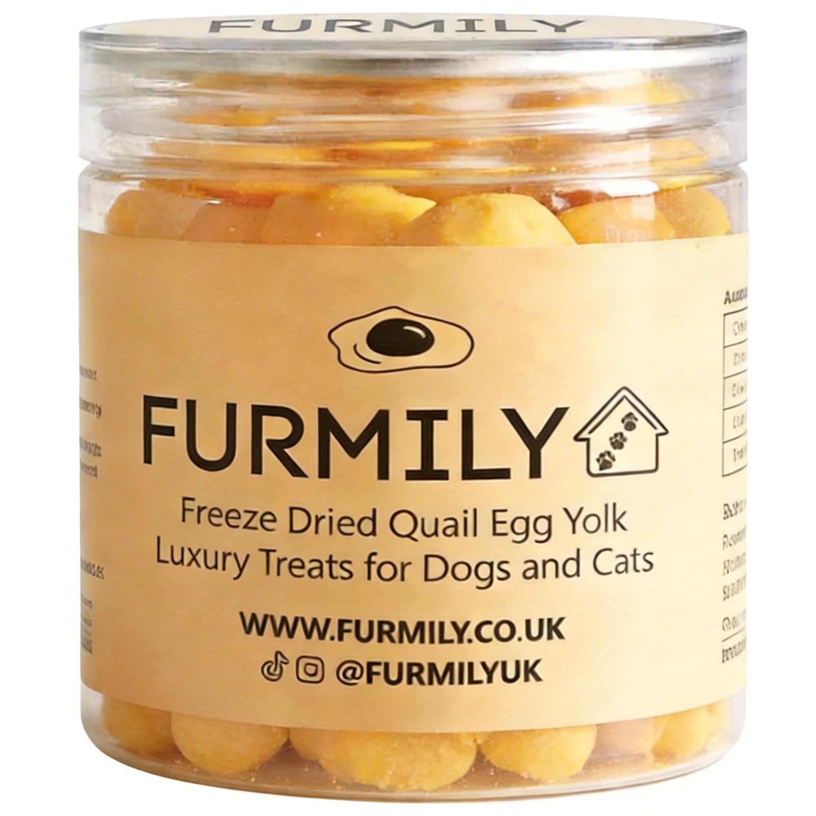 FURMILY Freeze Dried Quail Eggs for Cats, Cat Food Topper, Freeze Dried Cat Treats (50g), 100% Quail Egg Yolk, Rich Protein, No Additives, Easy Digestion for Cats and Dogs