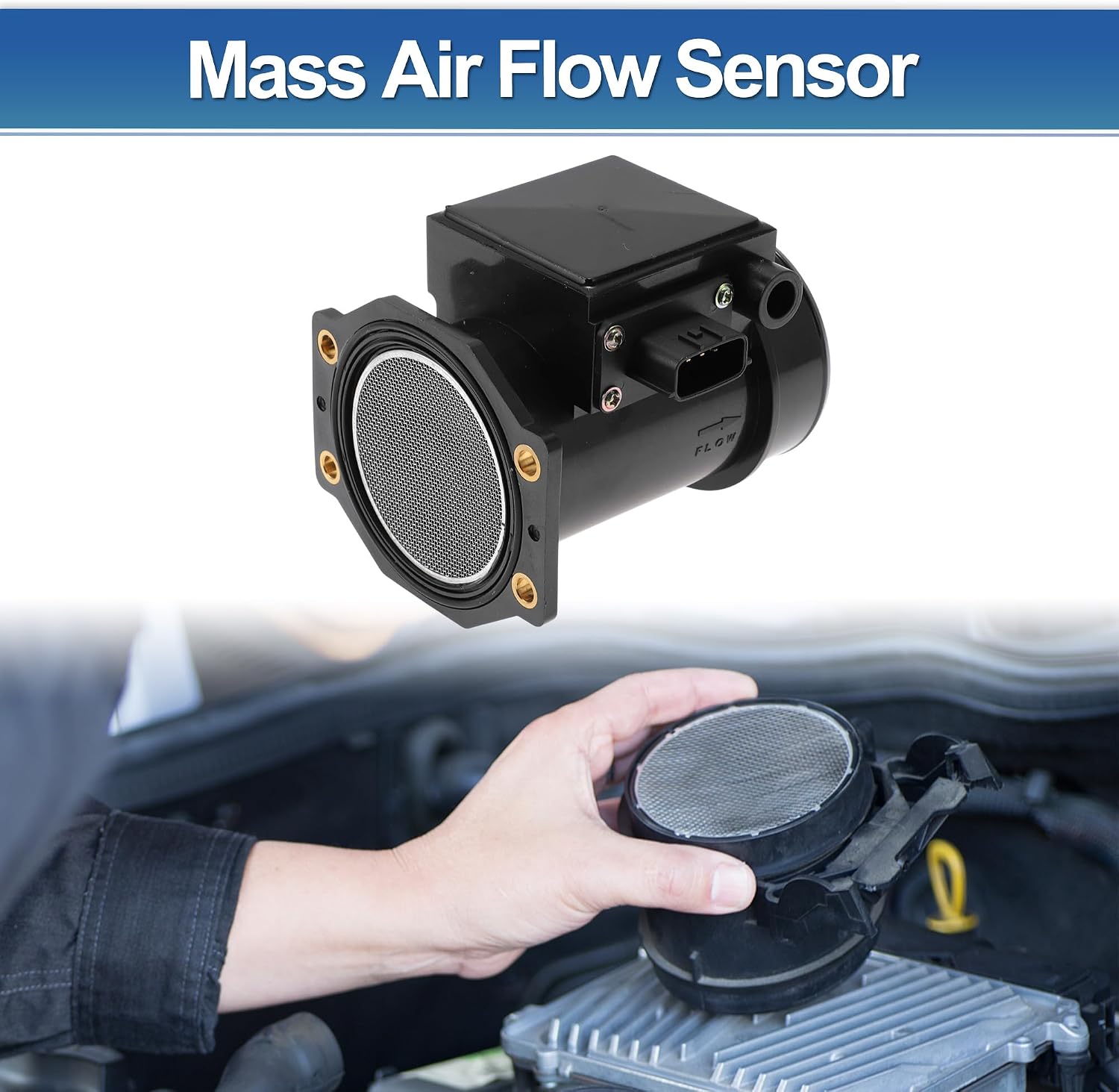 Mass Air Flow Sensor Assembly No.22680-9E005 for Nissan 240SX 1994 L4 2.4L(From 02/1994) MAF Air Flow Sensor Plastic Metal 1 Pc