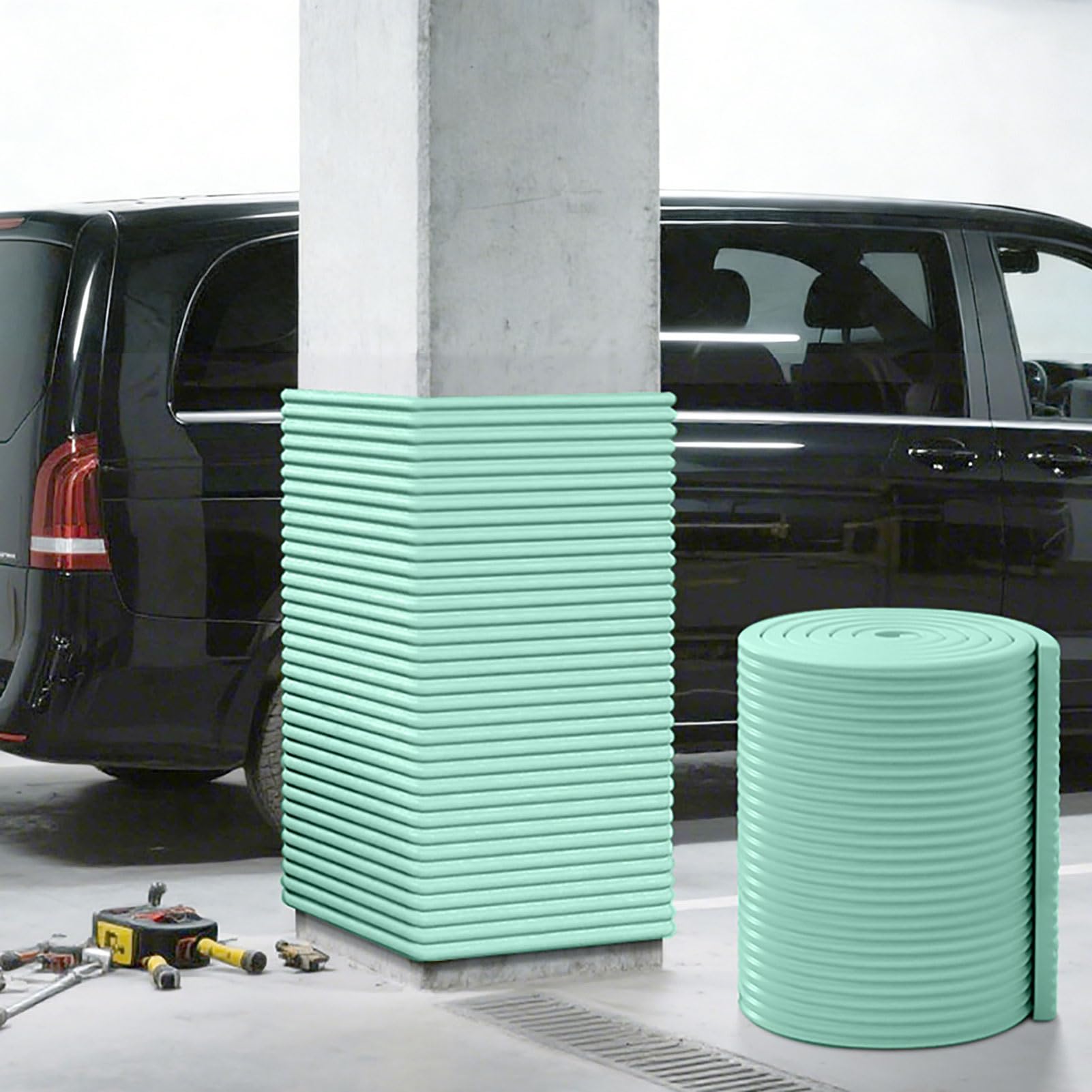 6,56 Fuß Lange Wandschutzmatte, extra breiter Schaumstoff-Türschutz, Selbstklebender Eckenschutz, geeignet für Parkplätze, Lagerhallen, Pelzgeschäfte, Treppenhaus-Sicherheitsschutz (grün, 1