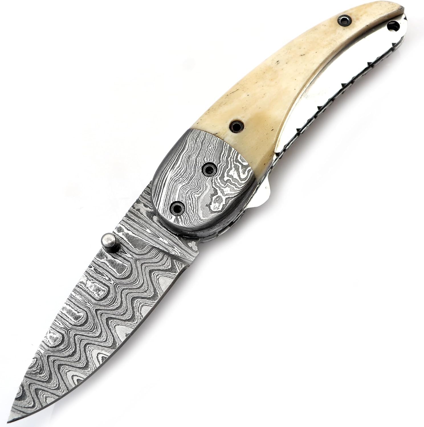 PAL 2000 KNIVES Coltello tascabile pieghevole in acciaio Damasco fatto a mano personalizzato con fodero 3041
