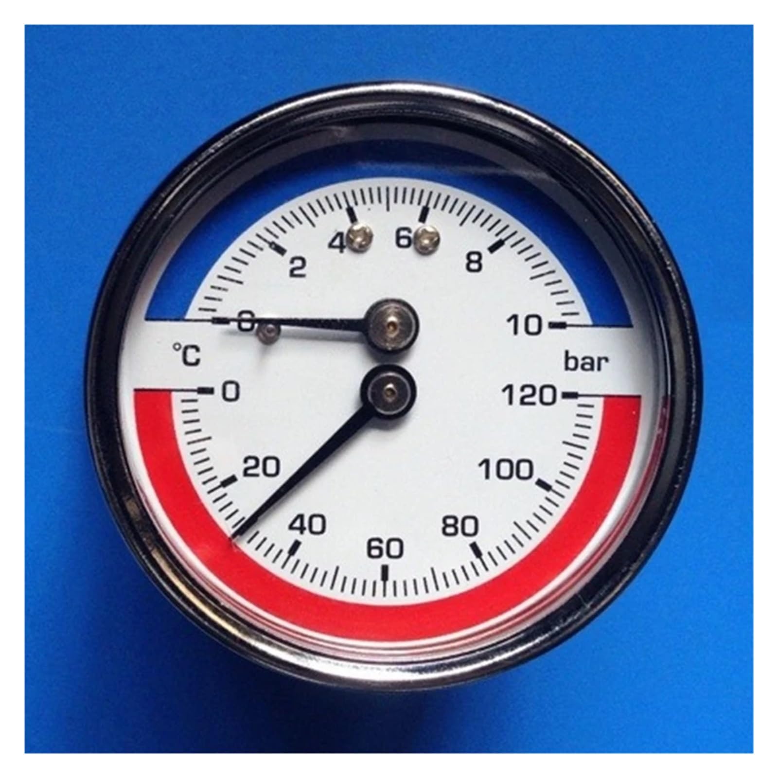 Manometer, Manometer, Druckmesser， Thermomanometer for Boiler und Fußbodenheizung 0-120°C 0-10 Bar G1/4 Gewinde 10cm Kunststoff