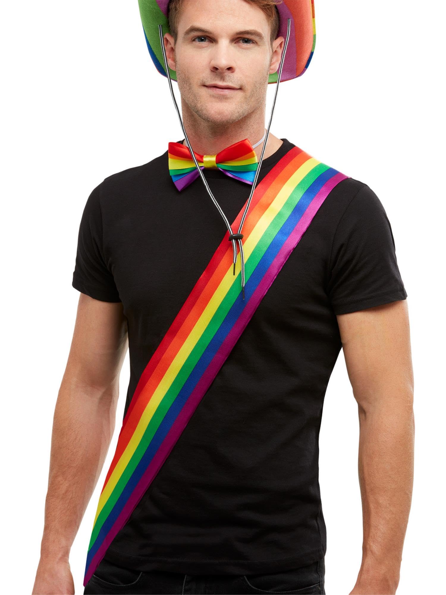 Smiffys Rainbow Sash, Multi-Coloured , Rainbow/Gay Pride Items Fancy Dress, Adult Dress Up Accessories