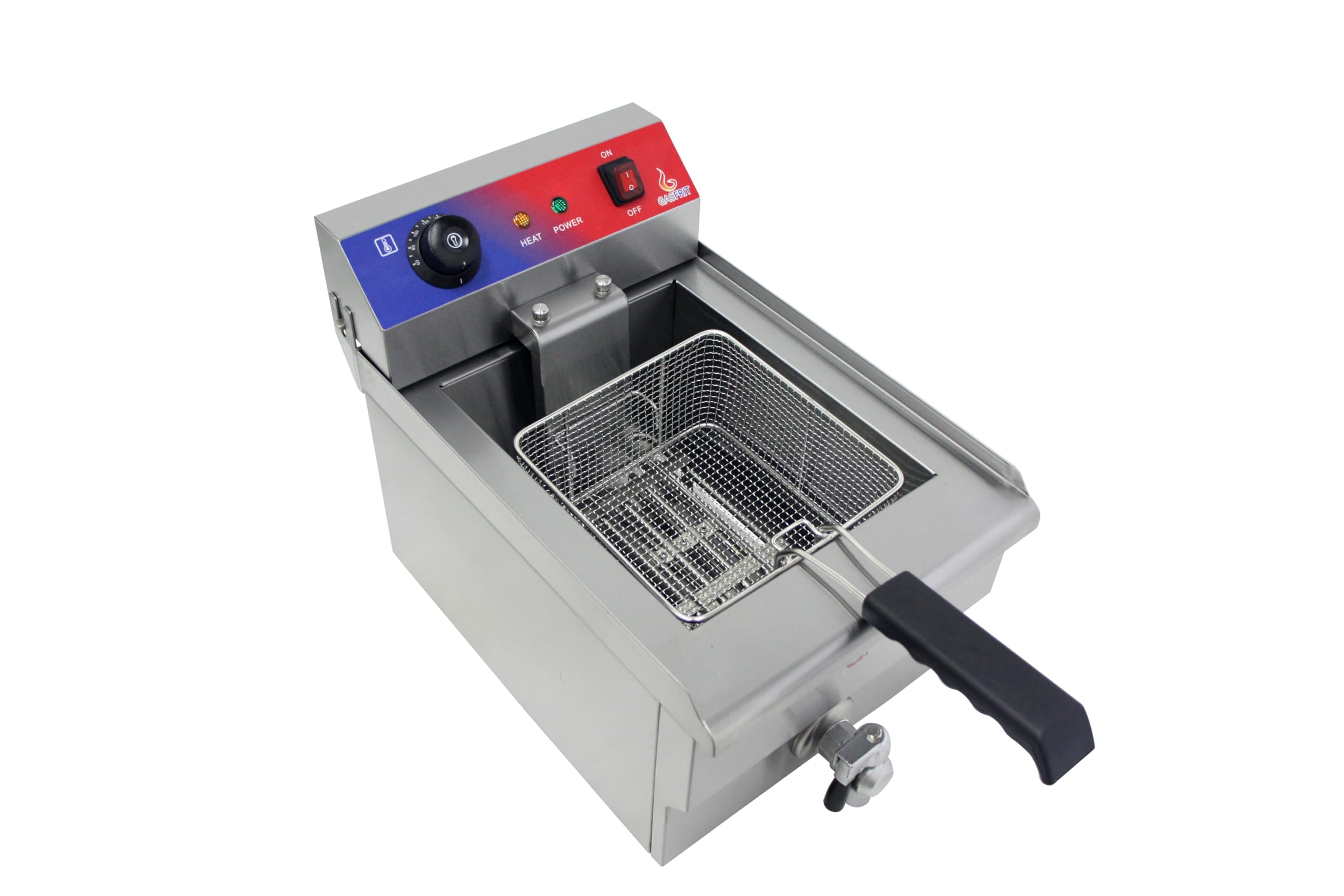 Friggitrice elettrica professionale industriale con rubinetto, acciaio inox, zone fredde, termostato E.G.O, 13 L o 13+13 L