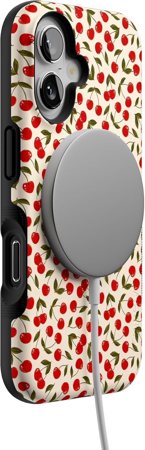Casely iPhone 16 Case | Cherry on Top | Red Cherries | Bold Protective Design | Compatible with MagSafe