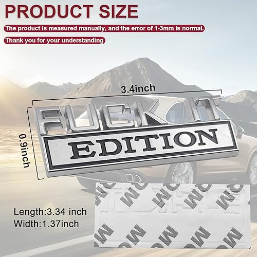 Miniatura 2 de Fuck IT Edition Emblema 3D Fender Badge Decal 3D Fender Badge Calcomanía 3D de repuesto para auto camión apto para todos los coches, se utiliza para