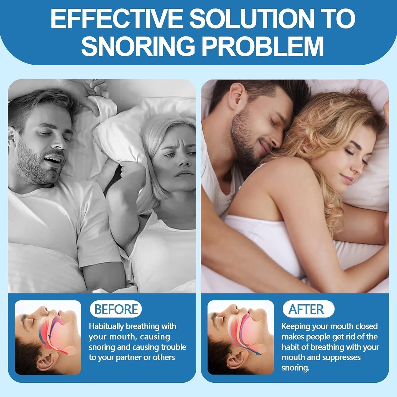 Dispositivos Anti Ronquidos Ajustable, Boquilla Antirronquidos Protector Bucal para Dormir Mejor