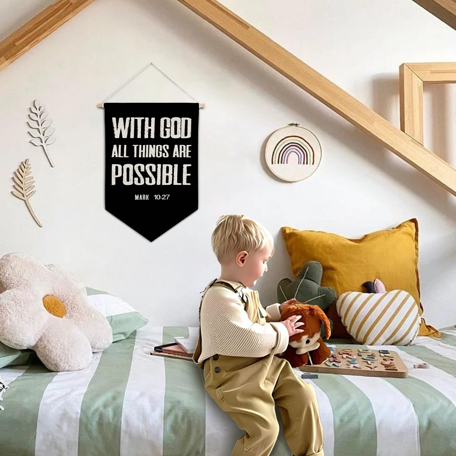 ArtisaEura Inspirational Wall Canvas Banners, In Case No One Told You Today Motivational Hanging Display Pennant Banner Flags, Positive Quotes Wall Decor for Home Bedroom Office Classroom