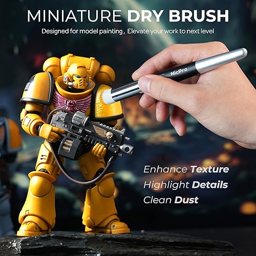 Miniatura 2 de Nicpro Pinceles de pintura en miniatura - Juego de 21 pinceles de pintura modelo para acuarela acrílica, pincel de pintura de detalle, pincel seco
