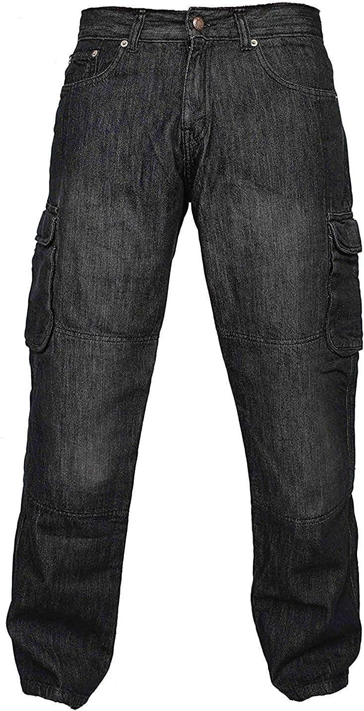Herren Motorradhose Jeans Cargohose mit Hüft- und Knieprotektoren und schützendem Aramid-Futter Bikerhose für Rennfahrer RP 101/2