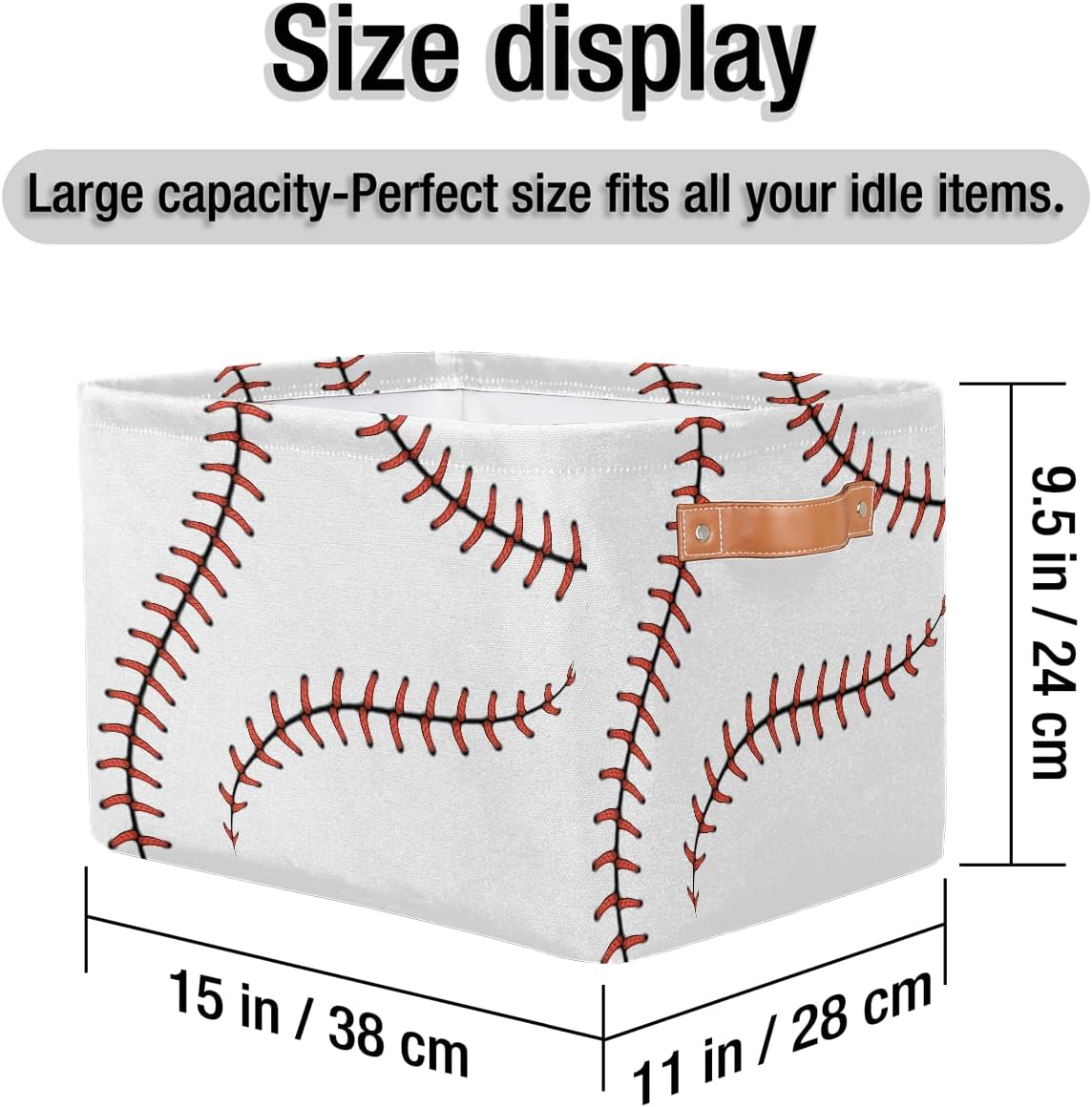 Small Storage Basket With Handles Kids Toy Cartoon Sports Ball Storage Bins Collapsible Fabric Cube Storage Organizer Hamper for Nursery Living Room Bedroom Shelves Clothes Toy Box Gifts