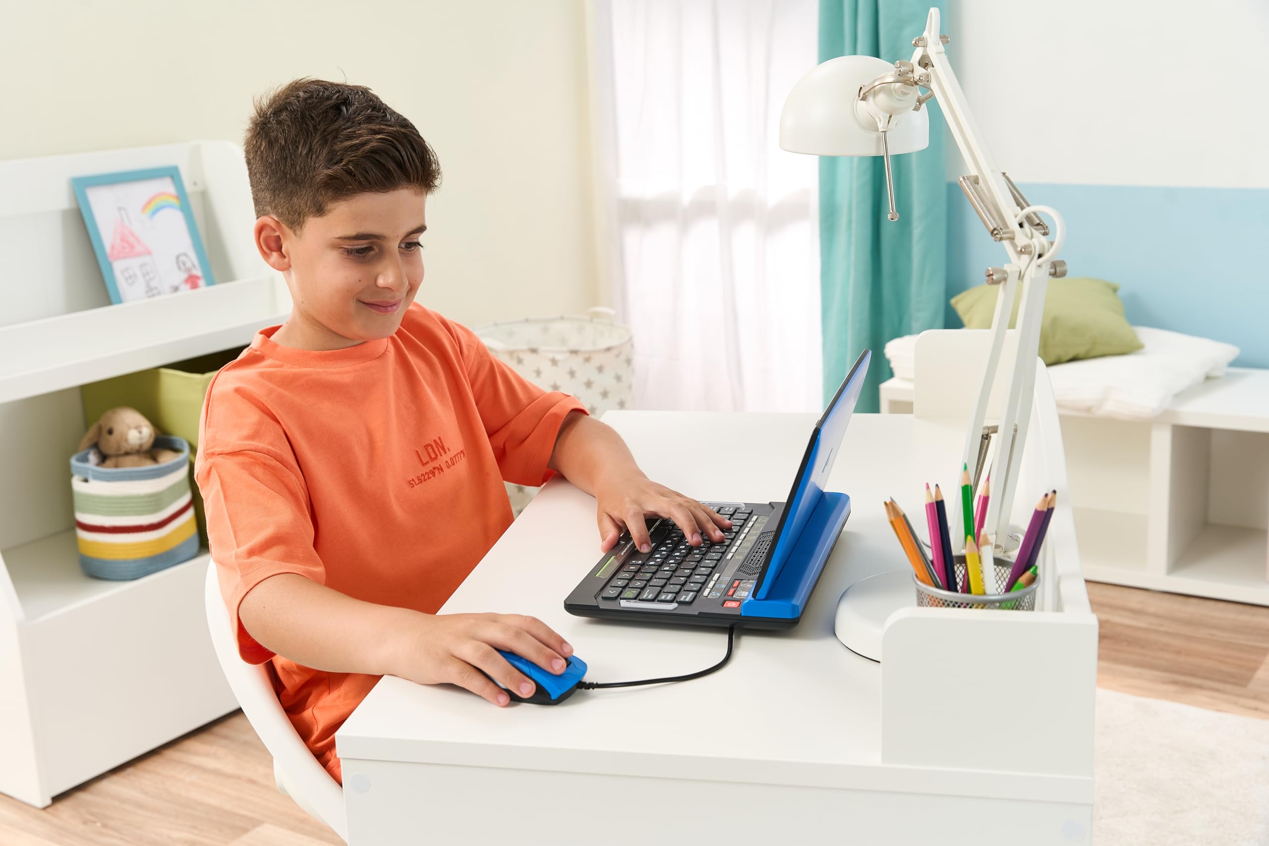 VTech Bit Smart Genius Plus Schwarz, interaktiver Computer für Kinder, Computer mit Maus, 164 Aktivitäten, zweisprachiger Lehrcomputer Italienisch und Englisch, QWERTY-Tastatur, Batterien im