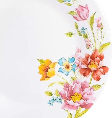 Miniatura 4 de Gibson Home Ultra - Juego de vajilla resistente a roturas y astillas, redondo servicio para 6 personas (18 piezas), diseño floral rojo