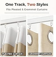 Vista 6 de ChadMade Juego de rieles de cortina de techo de aluminio con ganchos, longitud ajustable de 9 pies a 12 pies, sistema de riel de cortina