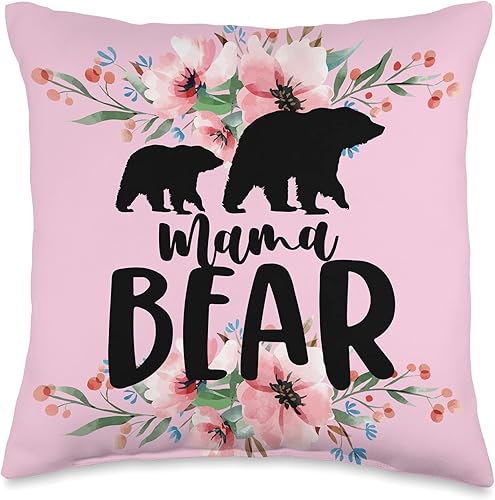Miniatura 1 de Bear Family Mommy Mama Bear Gift Idea Almohada floral para el día de la madre, diseño floral de flores, 16 x 16 pulgadas, multicolor