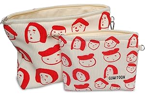 Chic 2pcs Corduroy Makeup Bag for Women: Aesthetic Cute Pouch Case and...