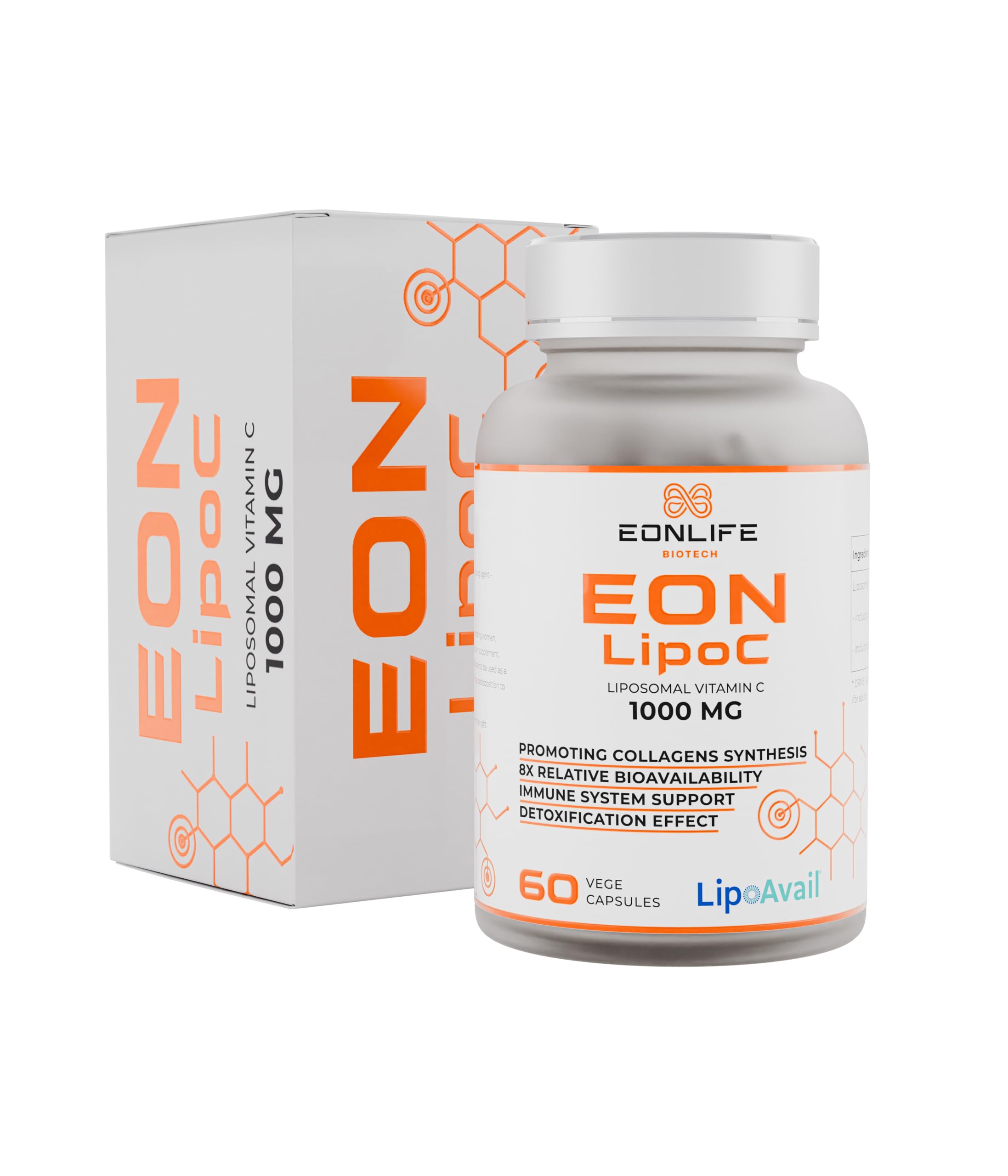 EON LipoC – Vitamina C Liposomal con Tecnología LipoAvail®, Pack de 3 Botes, 180 Cápsulas