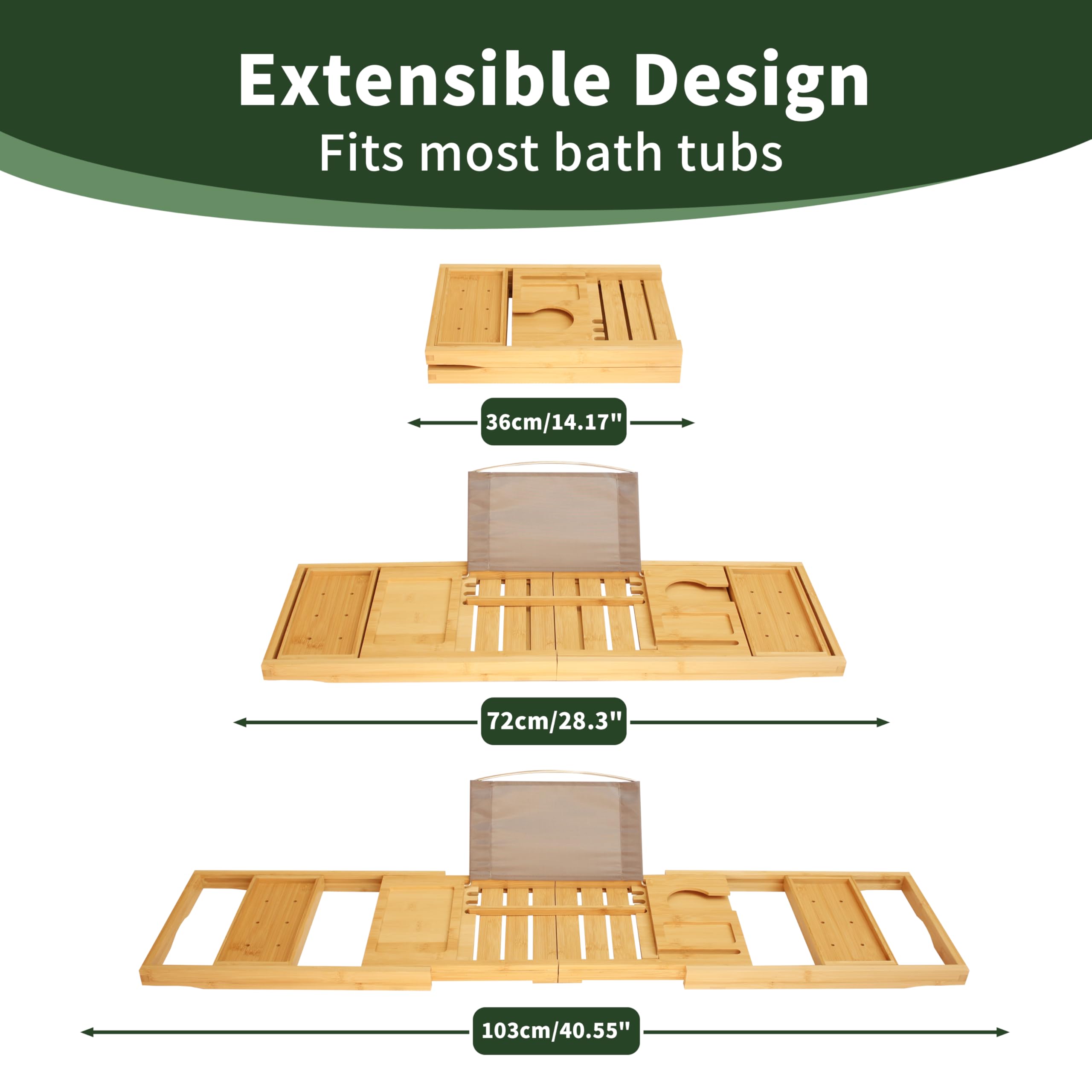 Plateau de baignoire pliable en bambou naturel de qualité supérieure pour baignoire, étagère de baignoire, plateau de table de bain extensible, accessoires de baignoire et de salle de bain