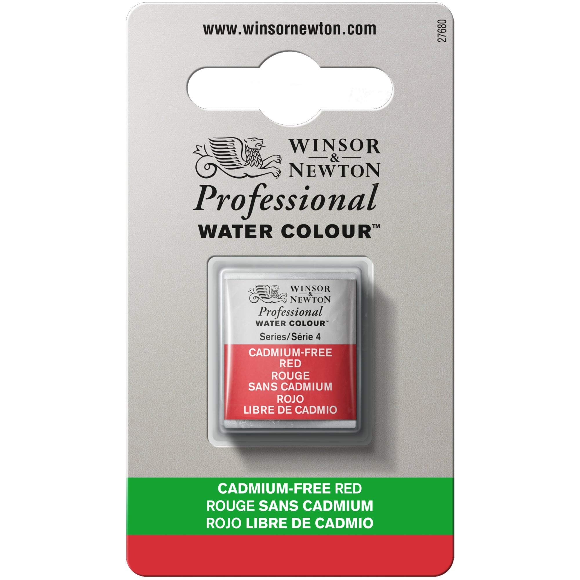 Winsor and Newton 0101901 Proffesional Water Colour, Half Pan Size, Cadmium Free Red, Pack of 3 — image 1