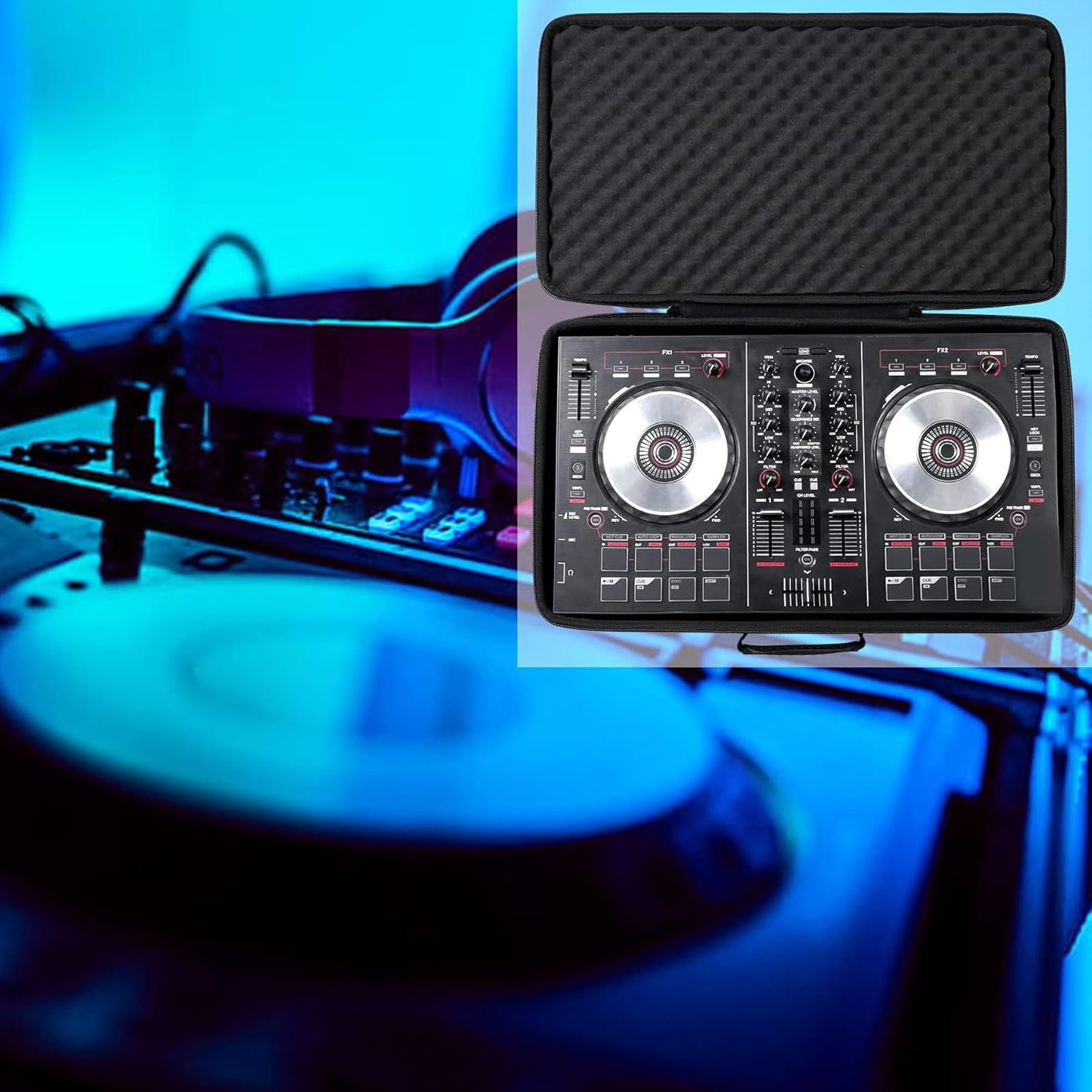 Custodia Rigida Protettiva Portatile per Controller DJ per DDJ FLX4, DDJ 400, SB2, SB3, RB - Ideale per Uso in Studio e Sul Palco, Doppie Cerniere, Spugna Ammortizzante - 50x30x8 Cm