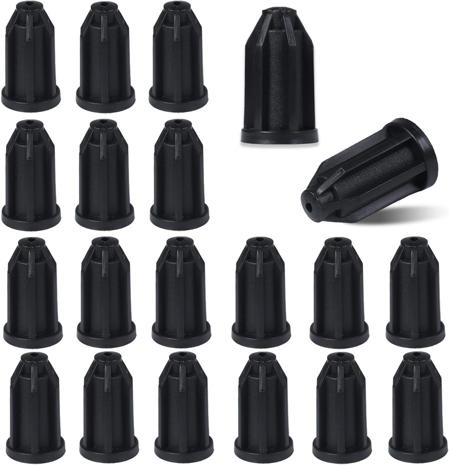 20PCS lastic Caster Socket Black Sleeve, 7/16" Inner Stem & 1" Outer Diameter - Caster Stem Inserts for Chair Legs, Tool Carts & Furniture Casters, Fix Loose Wheels