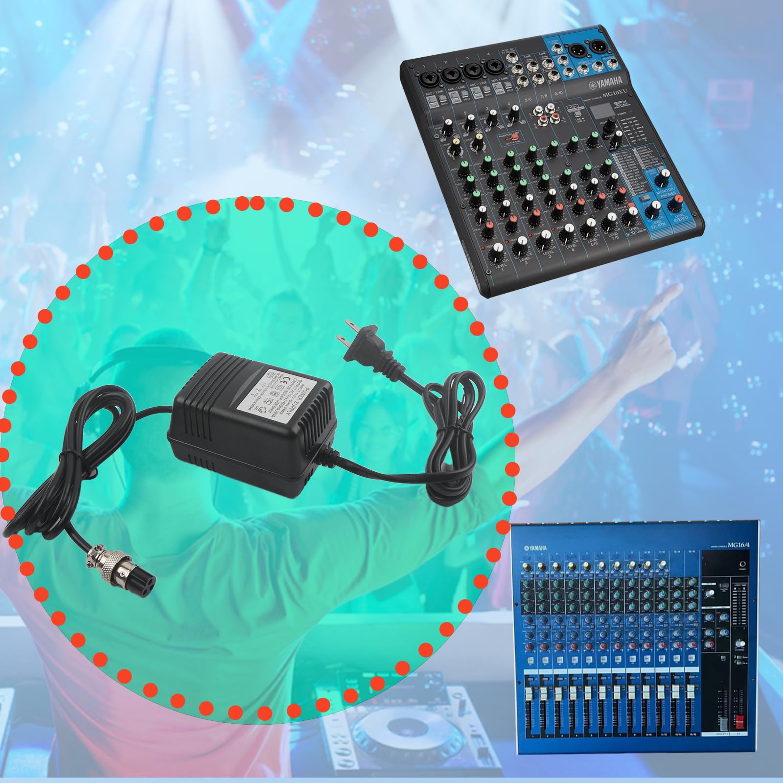 AC 17V 600mA Adapter 3-Pin Mixer Pedalboard Connector Mixing Console Mixer Power Supply for Yamaha F4/F7/6FX/MG82X ?