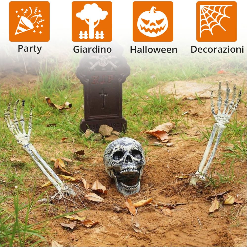 Statue Scheletro Lettore Per Halloween - Set Di 3 Figure Gotiche In Resina Per Arredamento Scrivania E Libreria - 5