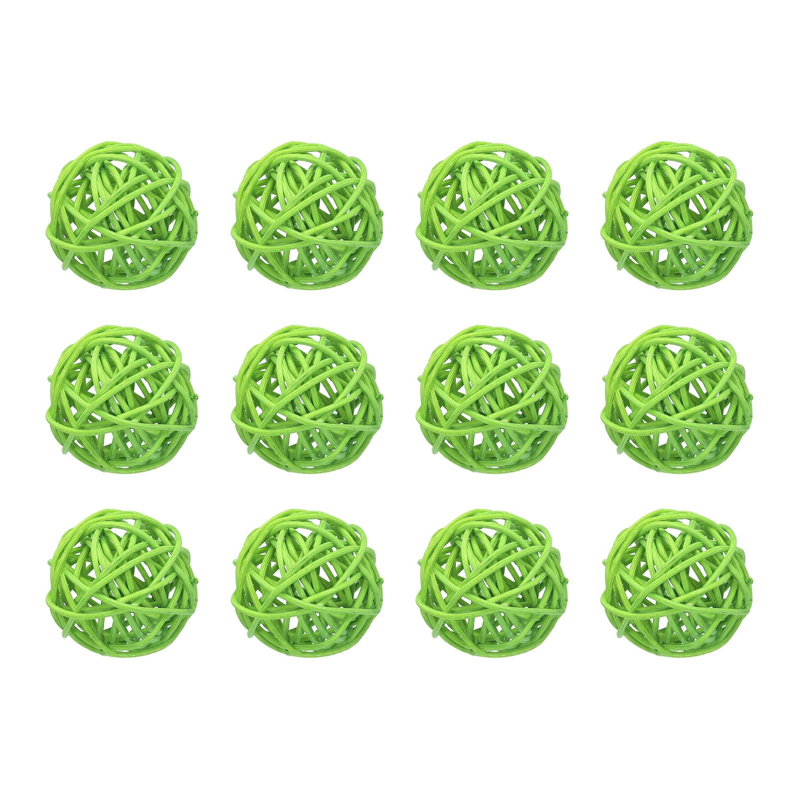 Uxcell 12 Pcs Wicker Rattan Balls 1.6 Inch Rattan Decorative Balls for Centerpiece Bowls Vase Fillers Home Decor Grass Green