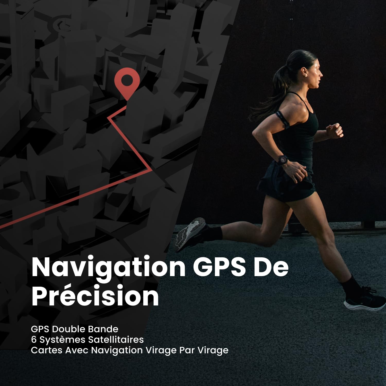 Amazfit Balance 3 Montre connectée GPS 48 mm, écran AMOLED 1,5" avec Verre Saphir, NFC, Batterie 21 Jours, Lampe Torche, 64 Go Stockage, Cartes, HYROX, pour Android et iPhone, Acier Inoxydable