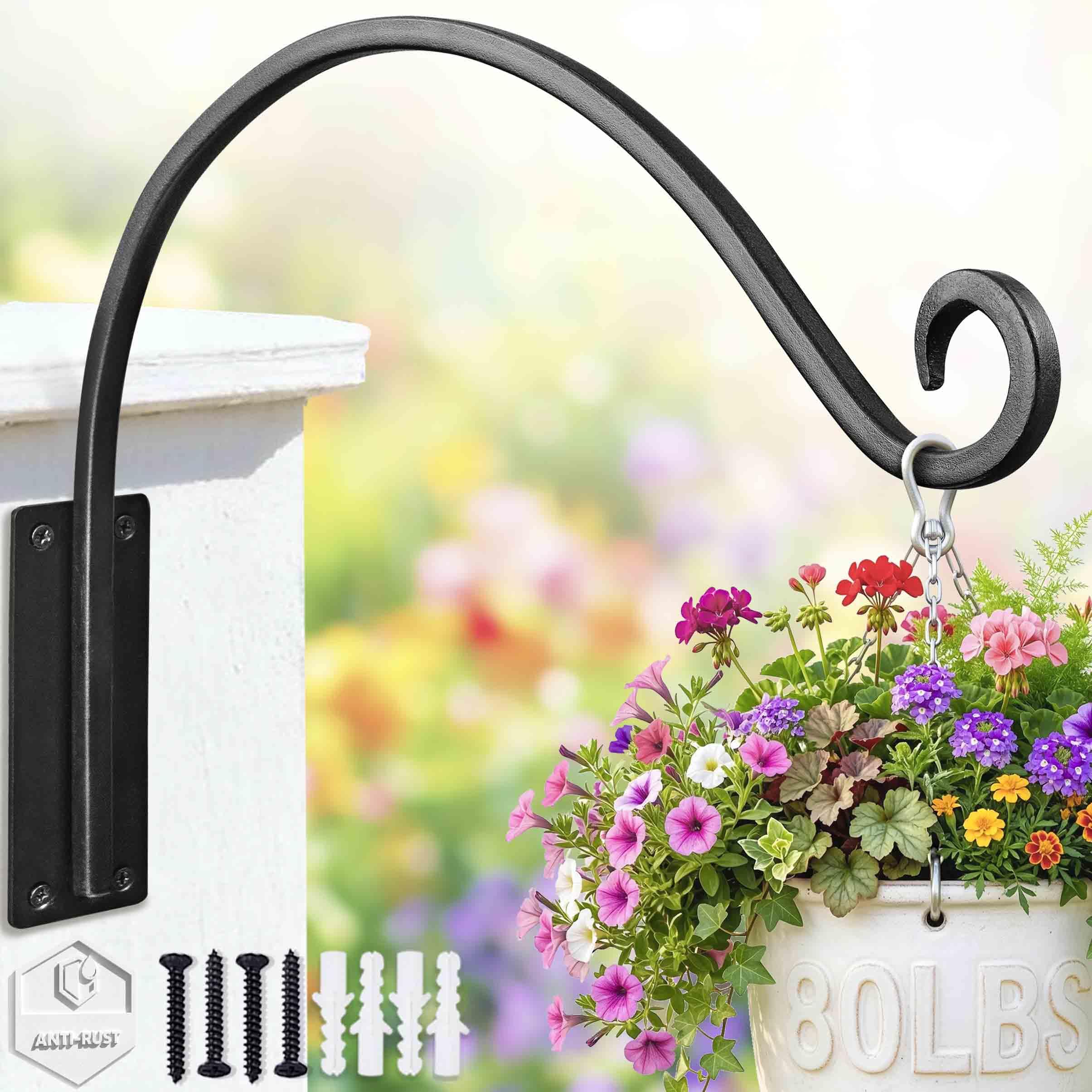 Qiang Ni Black Bird Feeders Hanging Brackets (16 Inches) More Stable And Sturdy Hanging Basket Brackets, Outdoor Bird Feeder Hooks