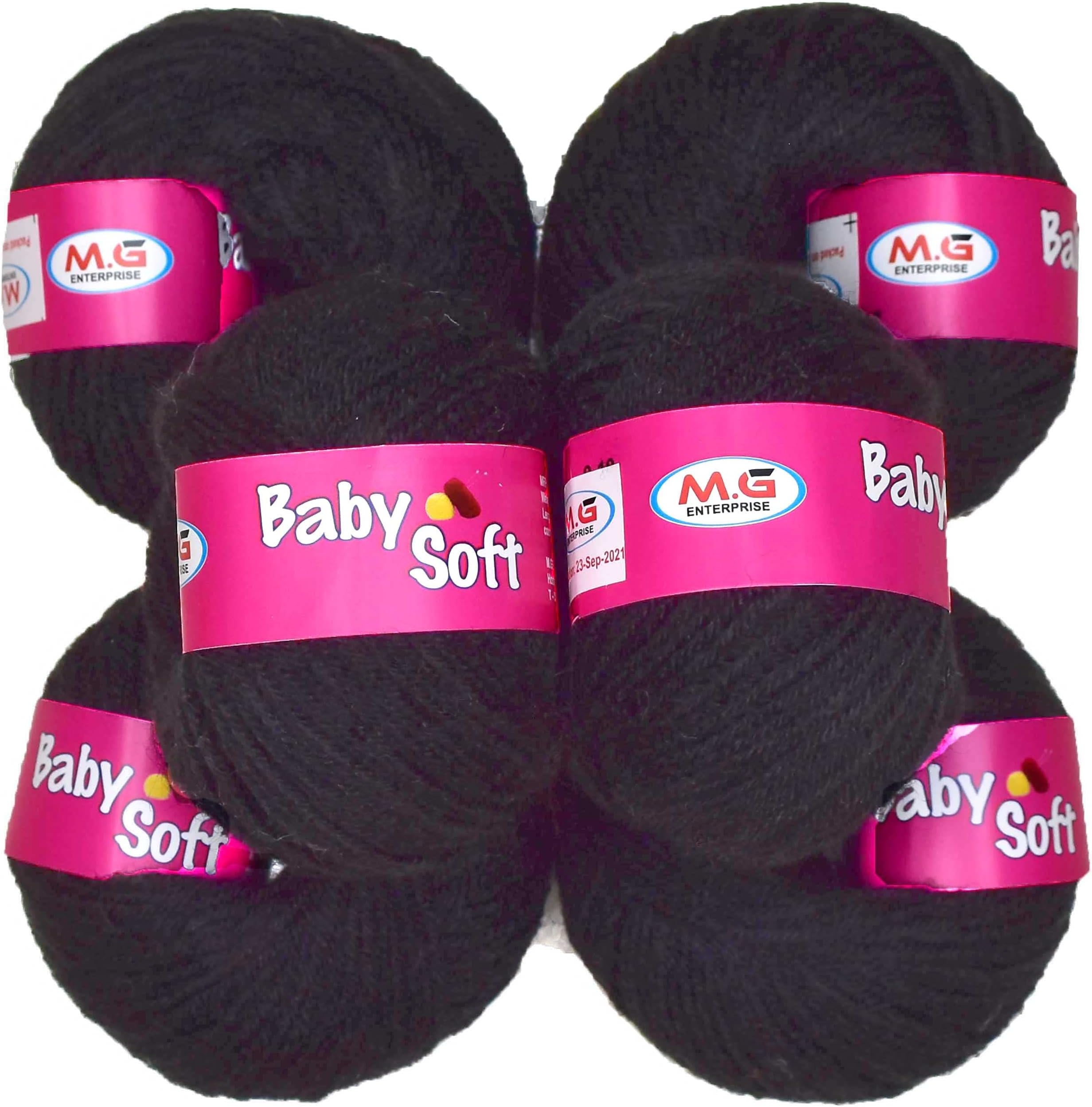 KNIT KING100% Acrylic Wool Black (6 pc) Baby Soft 4 ply Wool Ball Hand Knitting Wool/Art Craft Soft Crochet Hook Yarn, Needle Knitting Yarn Thread Dye M P Q RR