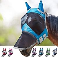 Vista 13 de Harrison Howard CareMaster Pro - Máscara luminosa para mosca de caballo, gran espacio para los ojos, nariz larga con orejas, protección UV