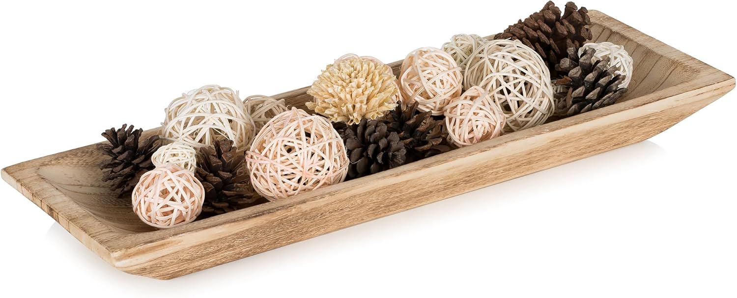 Hanobe Decorative Wood Dough Bowl – Large Centerpiece