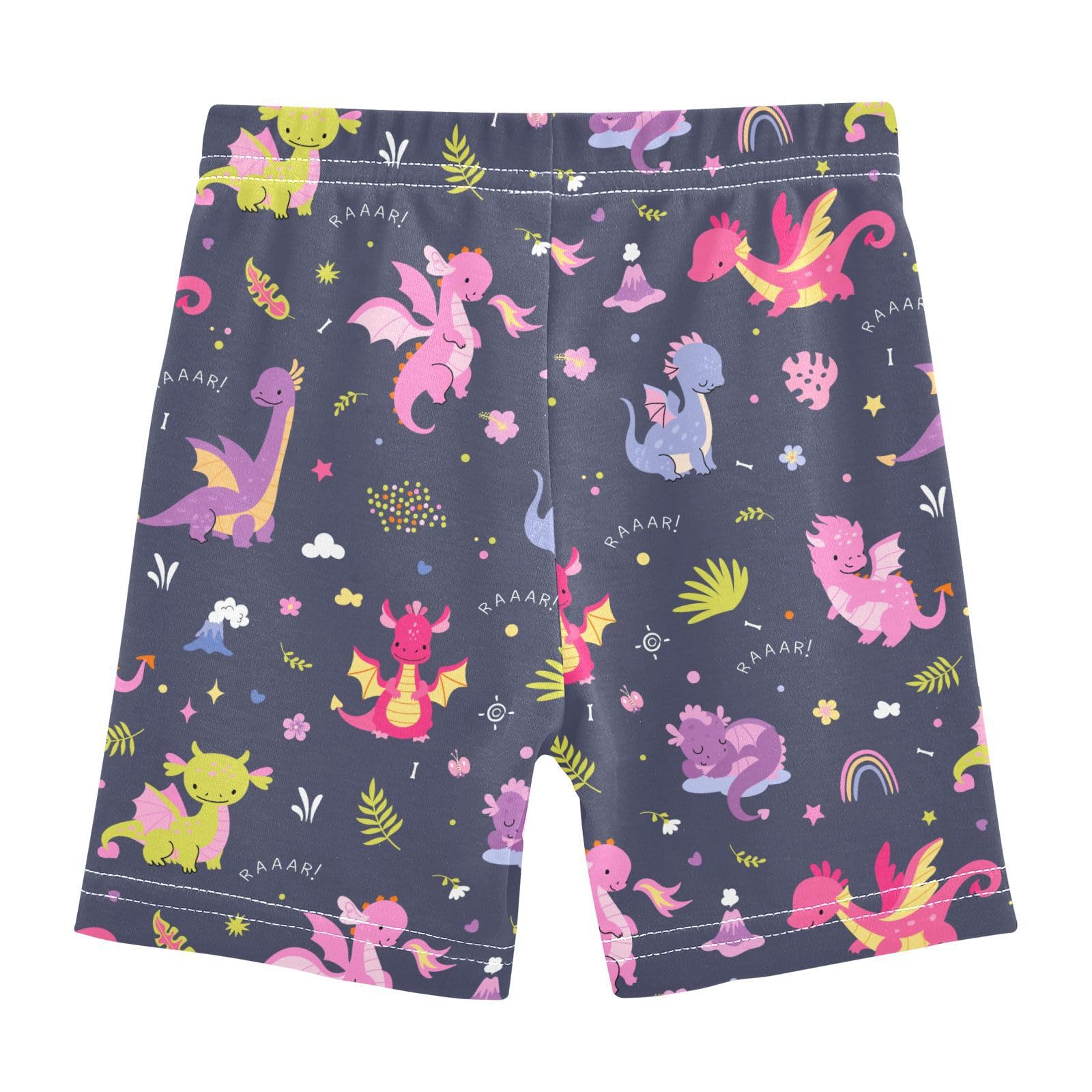 JHKKU Girls Cute Dragon Shorts Cotton Cartwheel Bike Kids Biker Under Dress Dance Short Girl Clothes 10Y