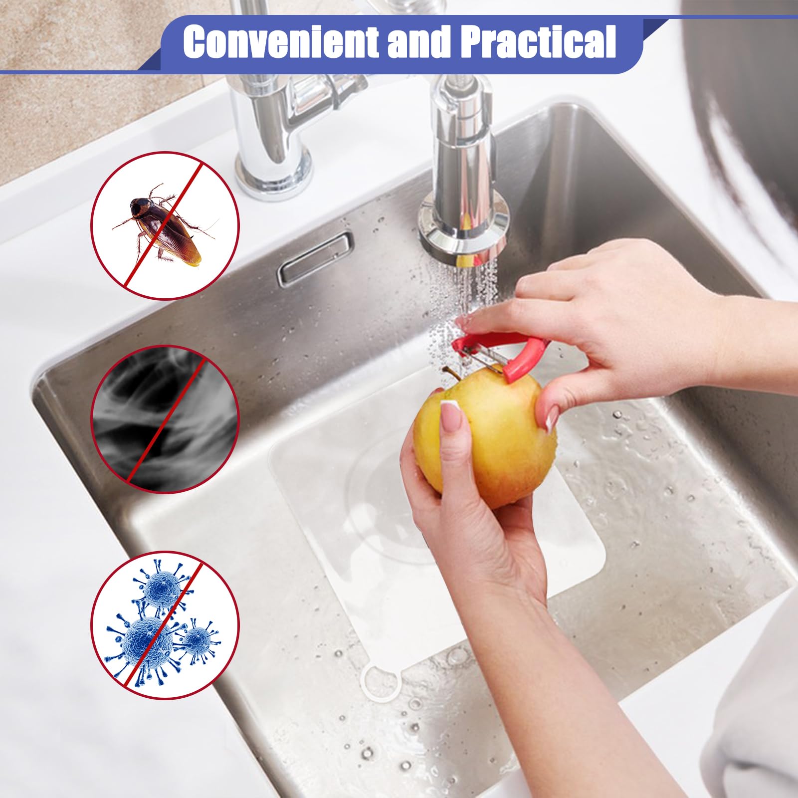 Disnace Confezione da 4 Scarico in Silicone, 15cm Tappo di Scarico Quadrato, Copertura per Scarico Doccia, Copertura Deodorante, Generico Coperchio Pavimento per Bagno Cucina Lavanderia (Grigio