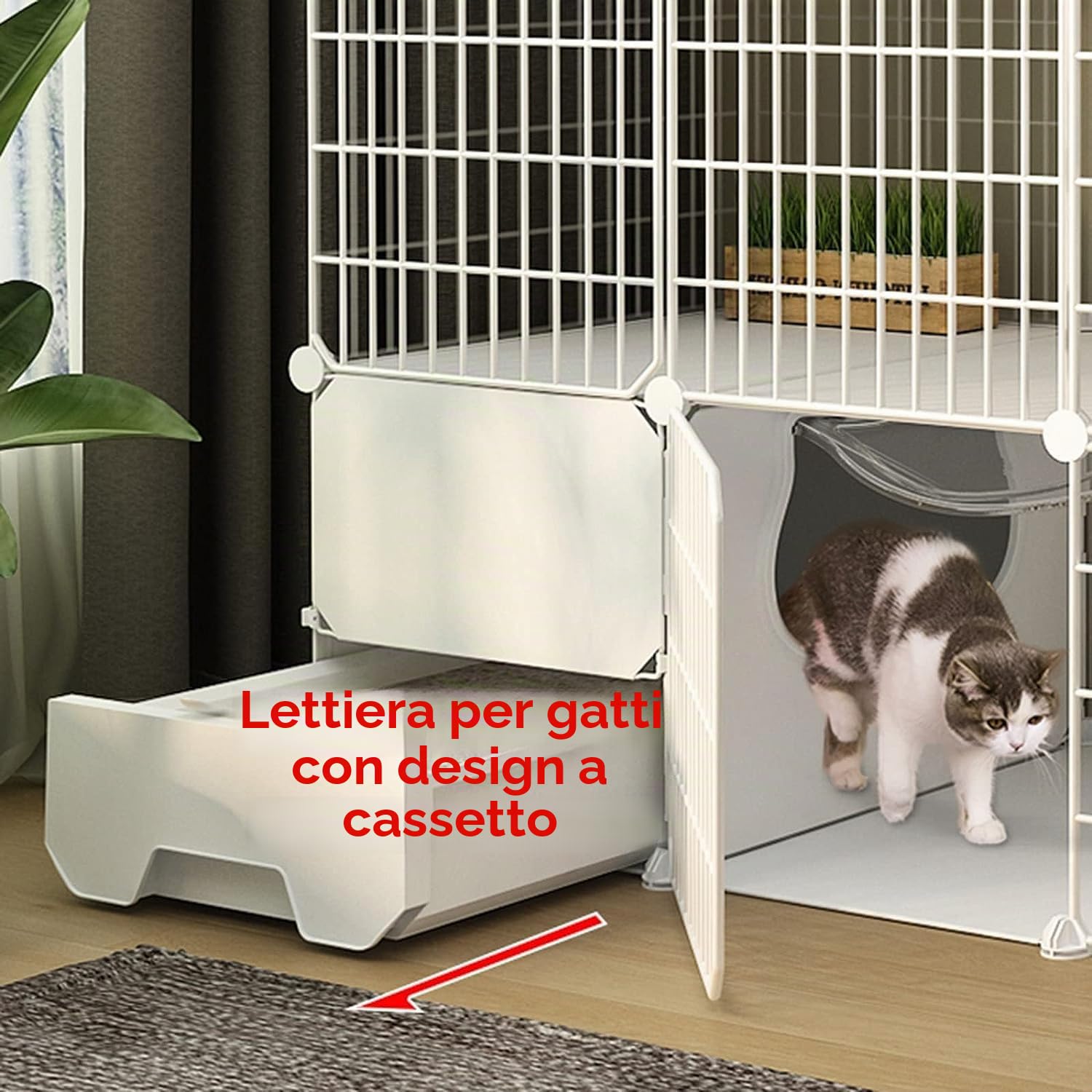 Gabbia per Gatti da Esterno Grande - Recinto Gatti Gabbia Gatti in Prodotti per Animali Domestici Pieghevoli in Metallo Recinto Recinto per Esterno/Interno/Balcone - Facile da Montare
