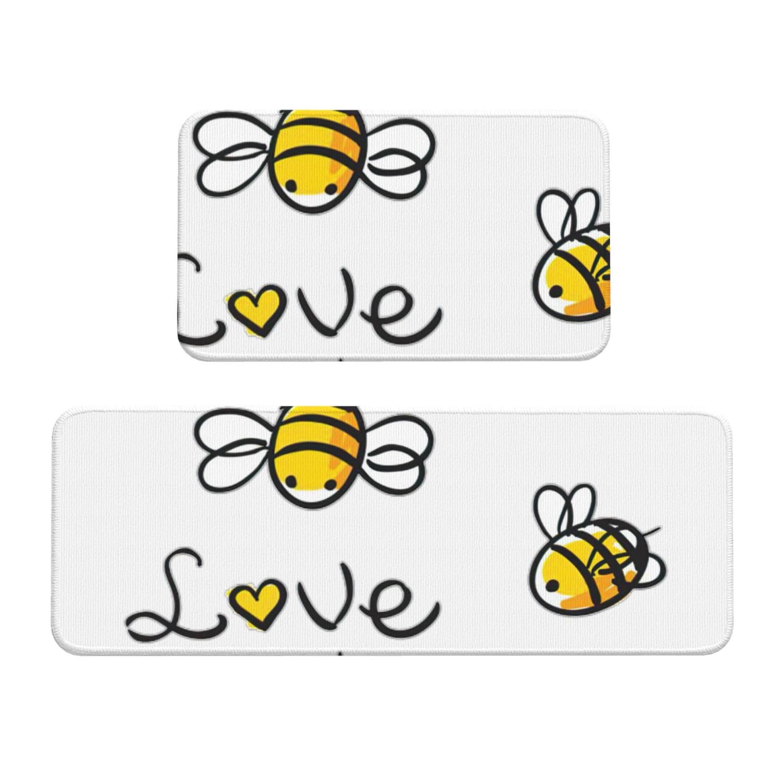 Tapis de cuisine antidérapants EdWal Bee Love anti-fatigue étanches pour cuisine et bureau